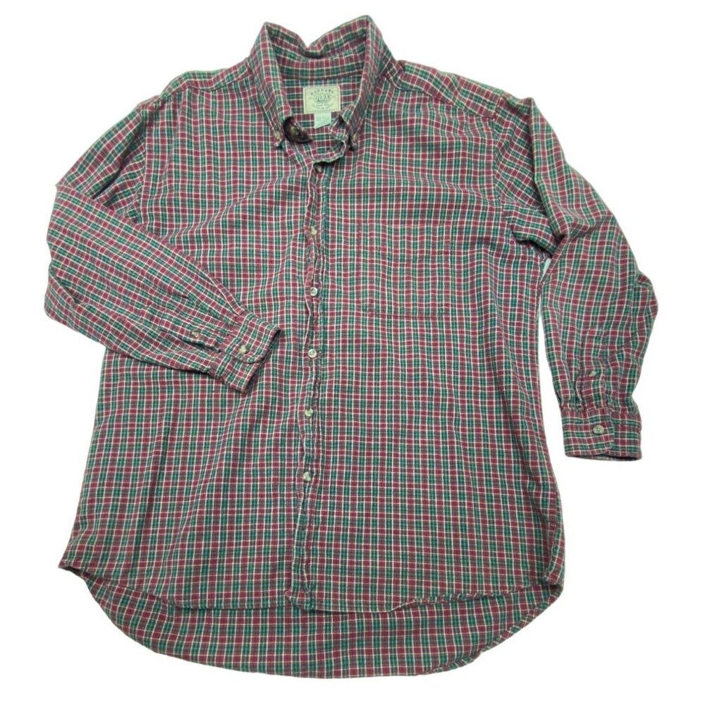 BC Brand Durable Goods Flannel Button Down Shirt Mens Size XL Red Green Plaid
